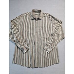 Facconable Mens XXL Striped Button Down Shirt Long Sleeve Cotton